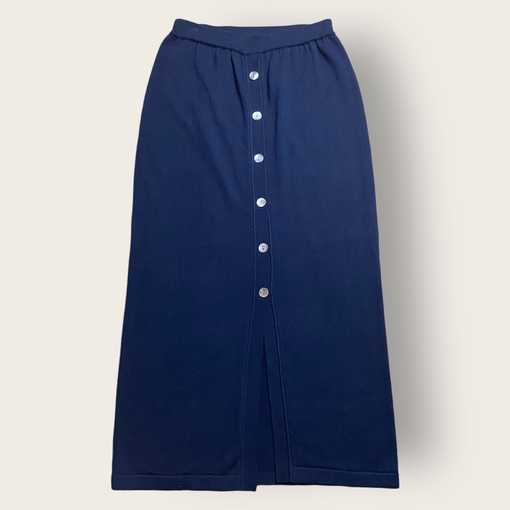 Navy Wool Maxi Skirt